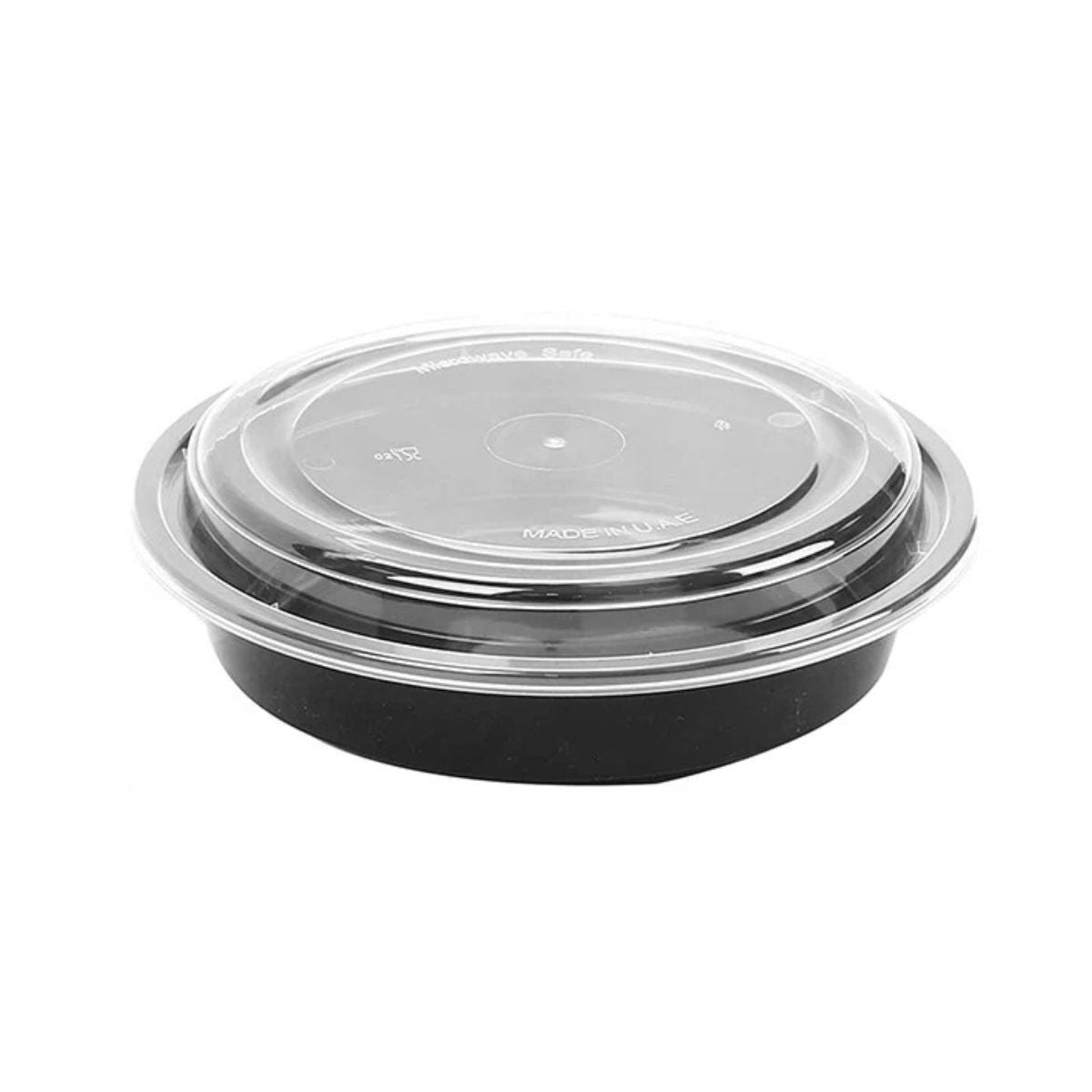 24oz Black Base Round Plastic Container - 150 Pieces