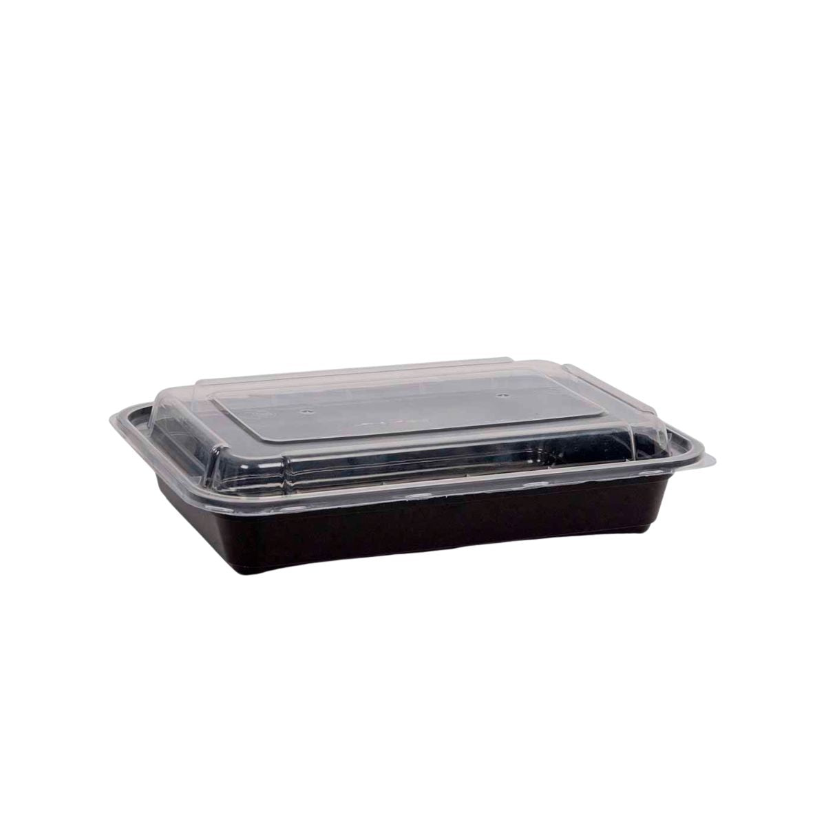 32oz Black Base Rectangle 2 Compartment Plastic Container - 150 Pieces