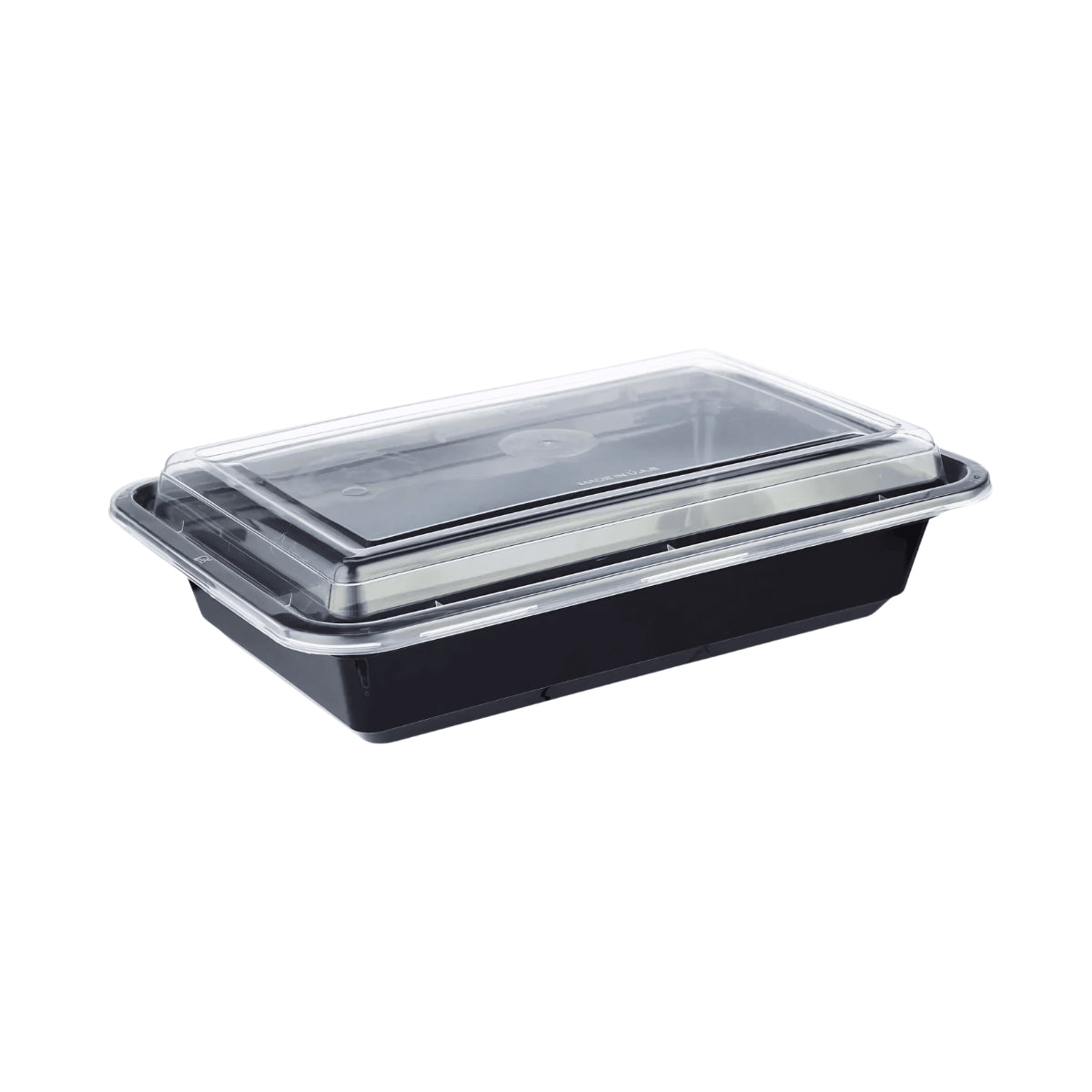 32oz Black Base Rectangular Plastic Container - 150 Pieces