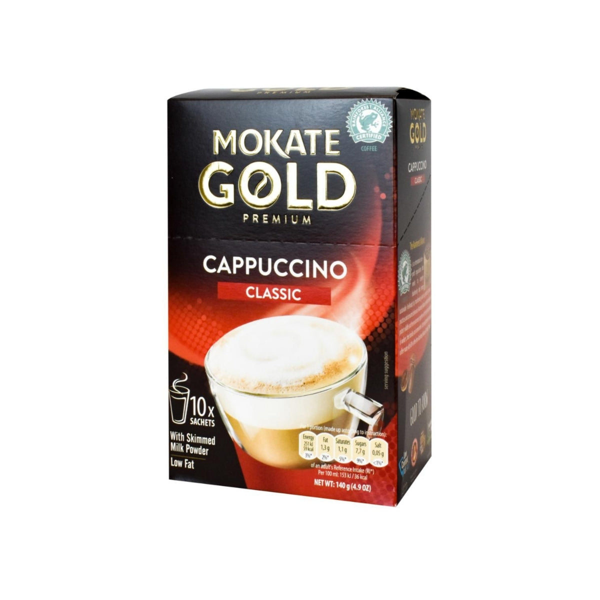 Mokate Gold Premium Coffee Cappuccino 10pk 150g - 12 Units