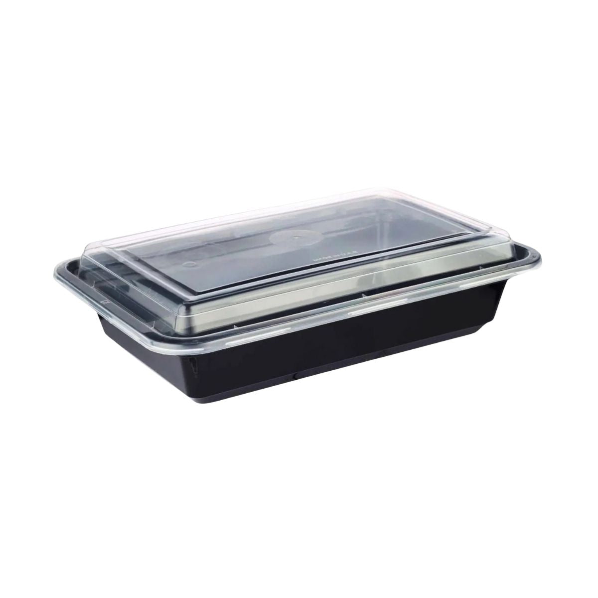 16oz Black Base Rectangle Plastic Container - 150 Pieces