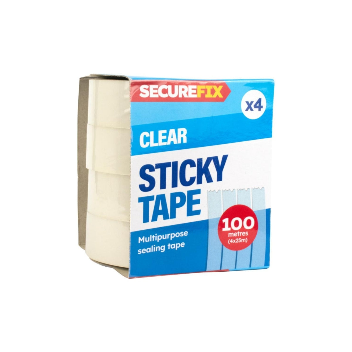 Clear Sticky Tape 25m 4pk - 12 Units